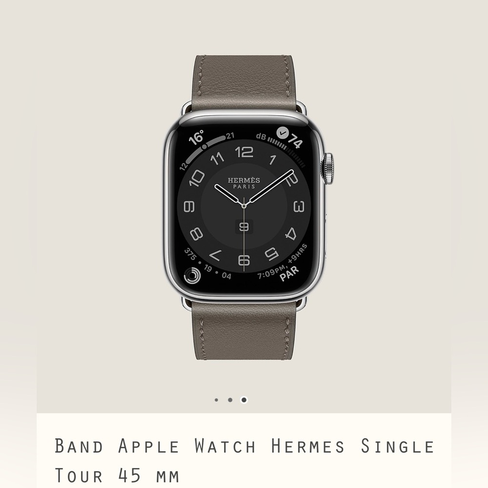 Hermes Apple Watch single tour Gris meyer 45 mm leather watch band
